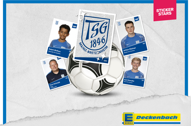 Die Stickerstars-Aktion bei EDEKA Deckenbach mit der TSG 1846 Mainz-Bretzenheim startet ab sofort im Markt in der Marienborner Straße