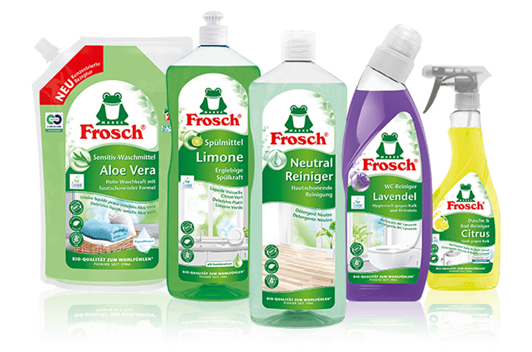 Produkte von der Marke Frosch für den Frühjahrsputz