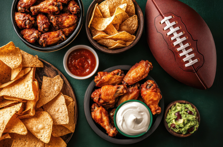 Abbildung typischer Snack für die Super Bowl-Party