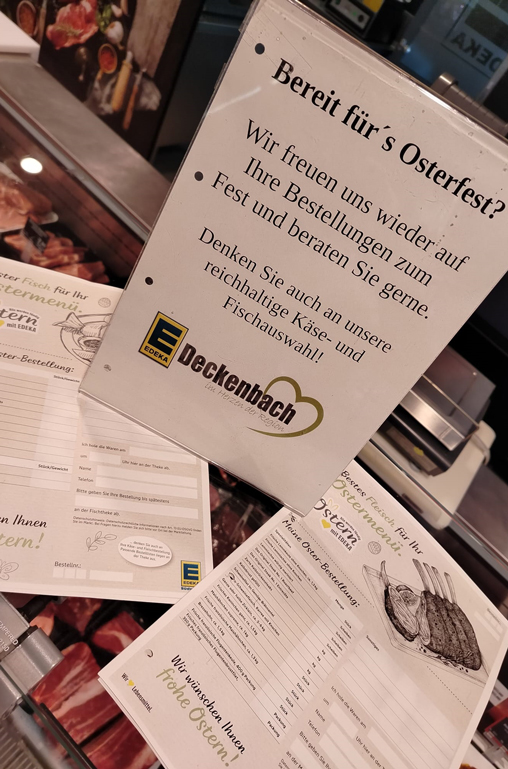 Oster-Vorbestellzettel an der Bedientheke