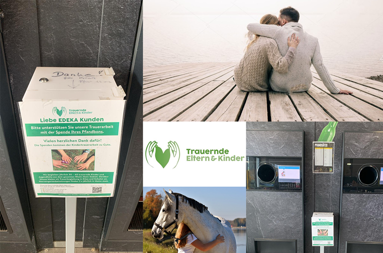 Collage Pfandbonspenden für Verein Trauernde Eltern & Kinder